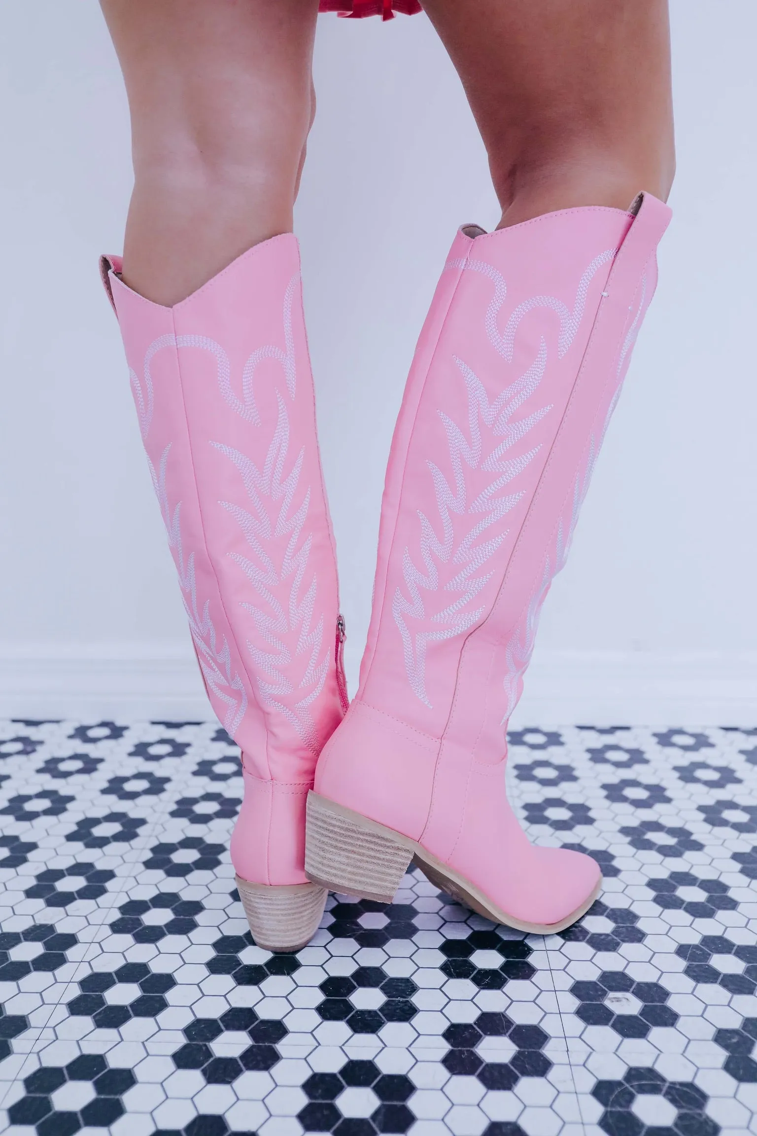 Willows Western Knee High Boots- Pink