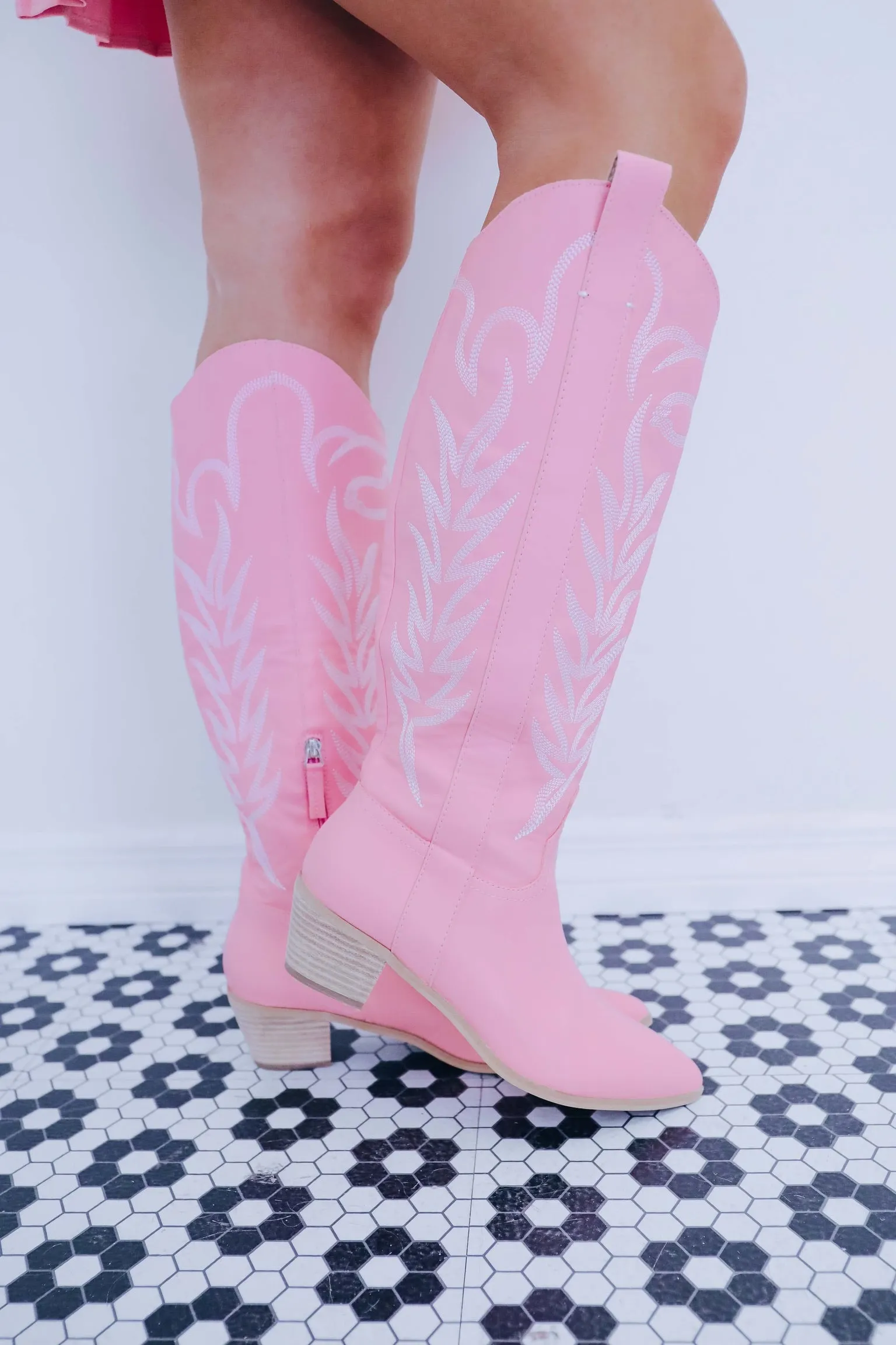 Willows Western Knee High Boots- Pink