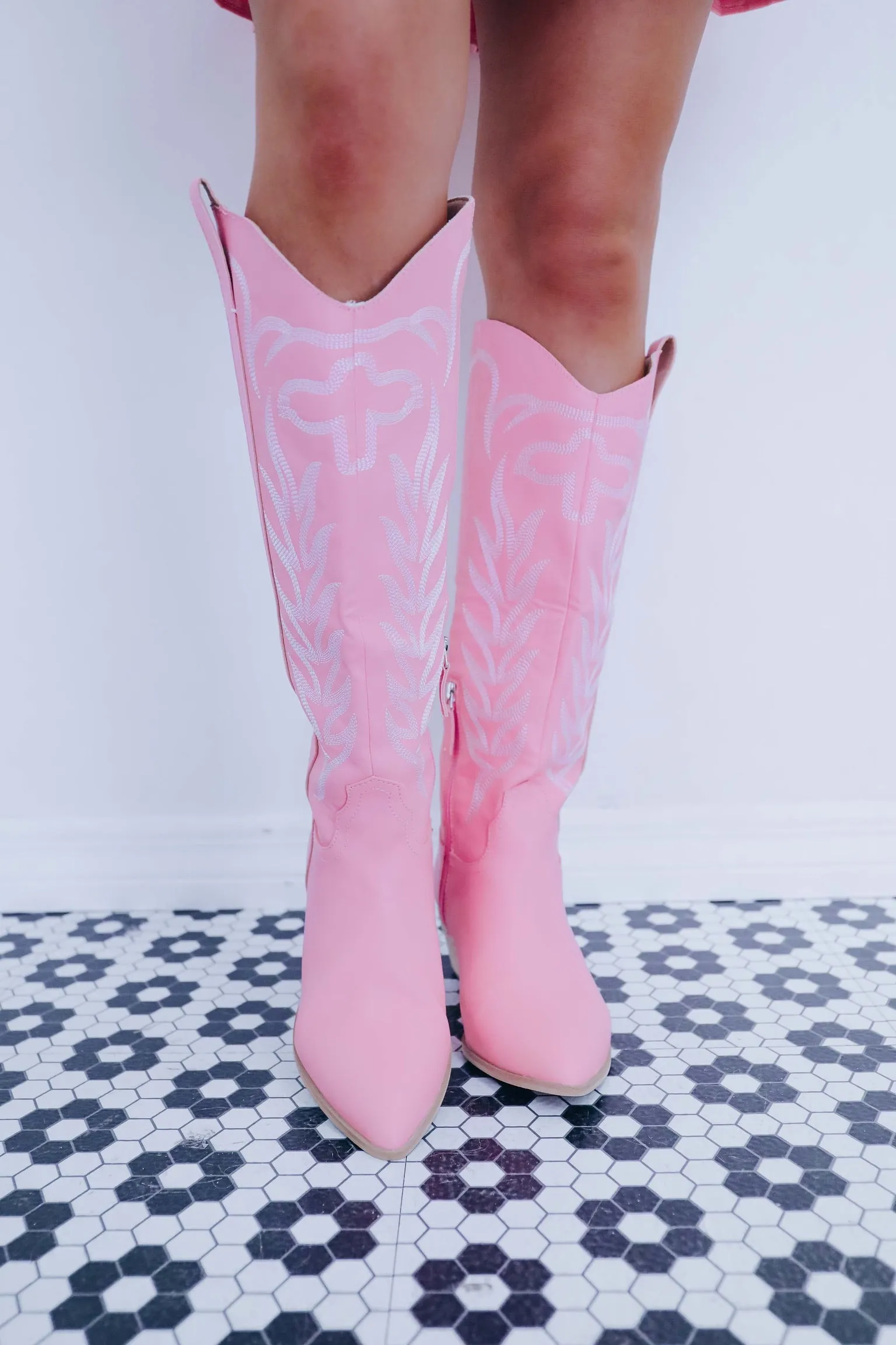 Willows Western Knee High Boots- Pink