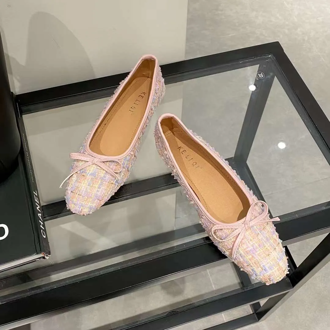 Winifred Tweed Textured Fabric Ballerina Flats