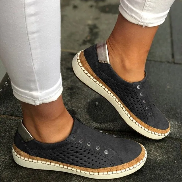Women Leather Slip-On Sneaker Comfortable Loafers