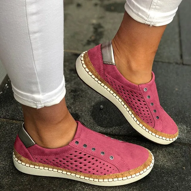 Women Leather Slip-On Sneaker Comfortable Loafers