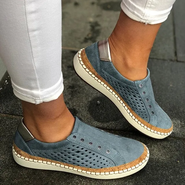 Women Leather Slip-On Sneaker Comfortable Loafers