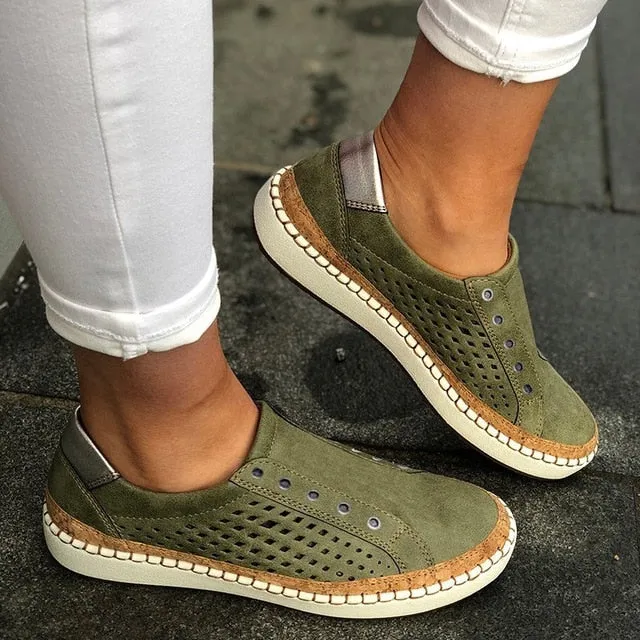 Women Leather Slip-On Sneaker Comfortable Loafers
