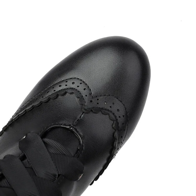 Women's Lace Up Round Toe Block Heel Ankle Boots