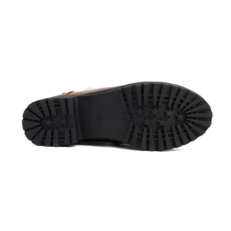 Women's Lace-Up Round Toe Low Heel Ankle Boots