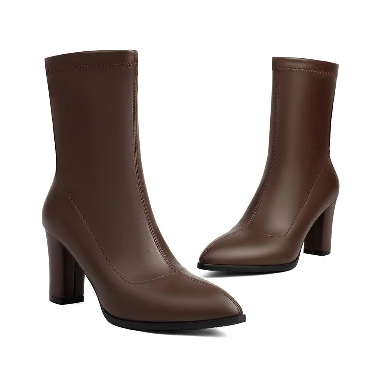 Women's Pointed Toe High Heel Ankle Boots