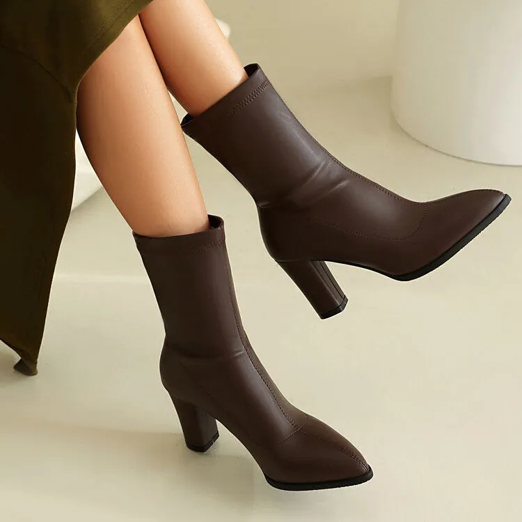 Women's Pointed Toe High Heel Ankle Boots