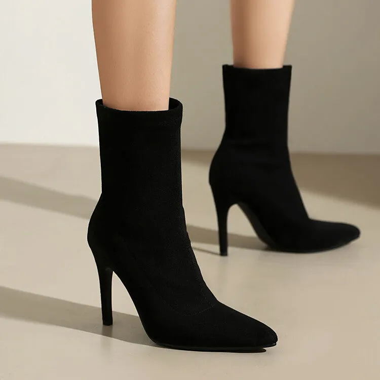 Women's Pointed Toe Thin Heel Short Boots