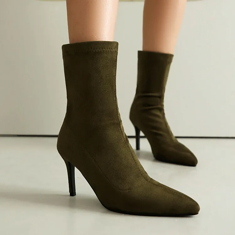 Women's Pointed Toe Thin Heel Short Boots