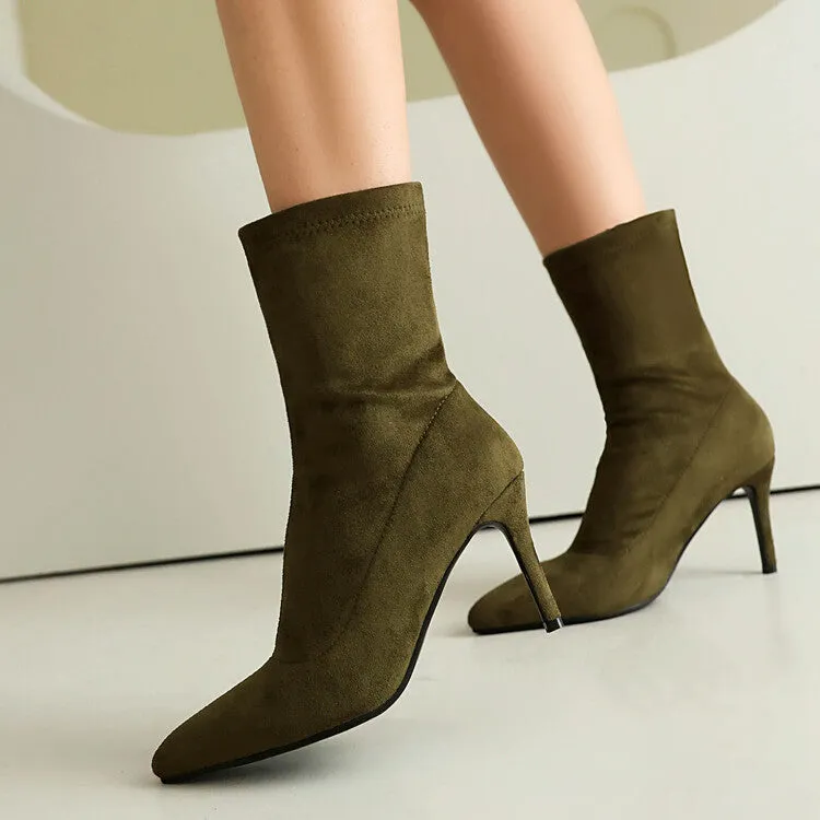Women's Pointed Toe Thin Heel Short Boots