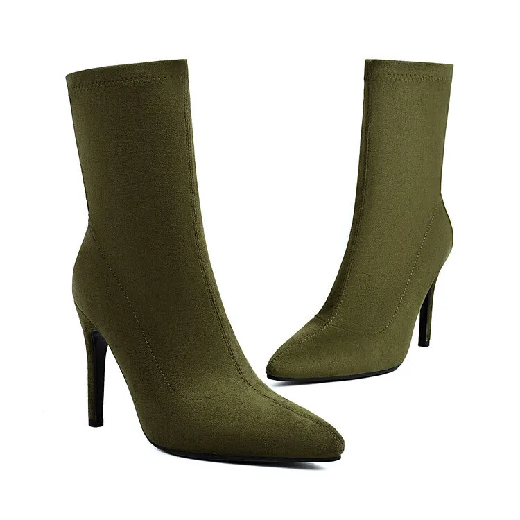 Women's Pointed Toe Thin Heel Short Boots