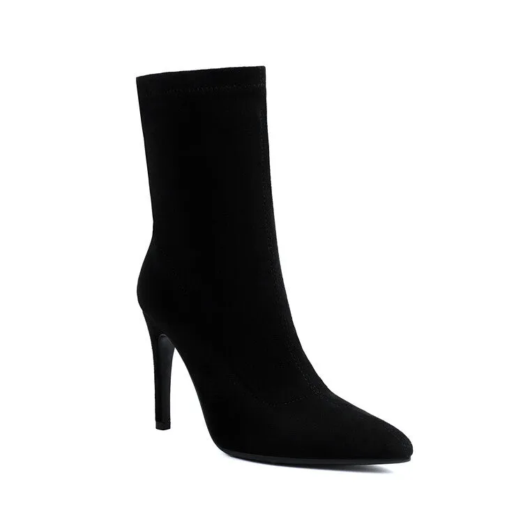 Women's Pointed Toe Thin Heel Short Boots