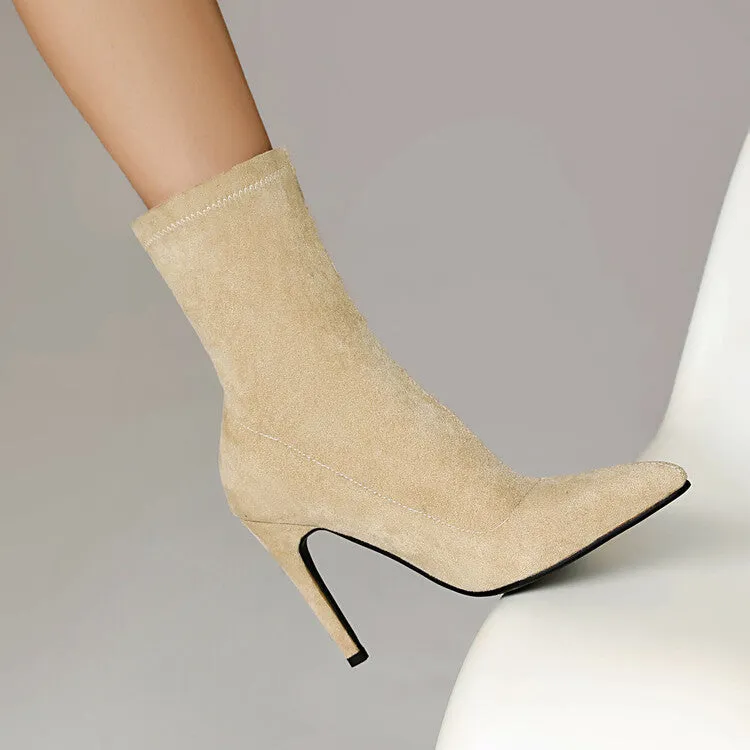 Women's Pointed Toe Thin Heel Short Boots