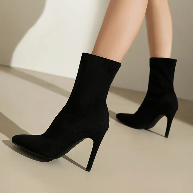 Women's Pointed Toe Thin Heel Short Boots