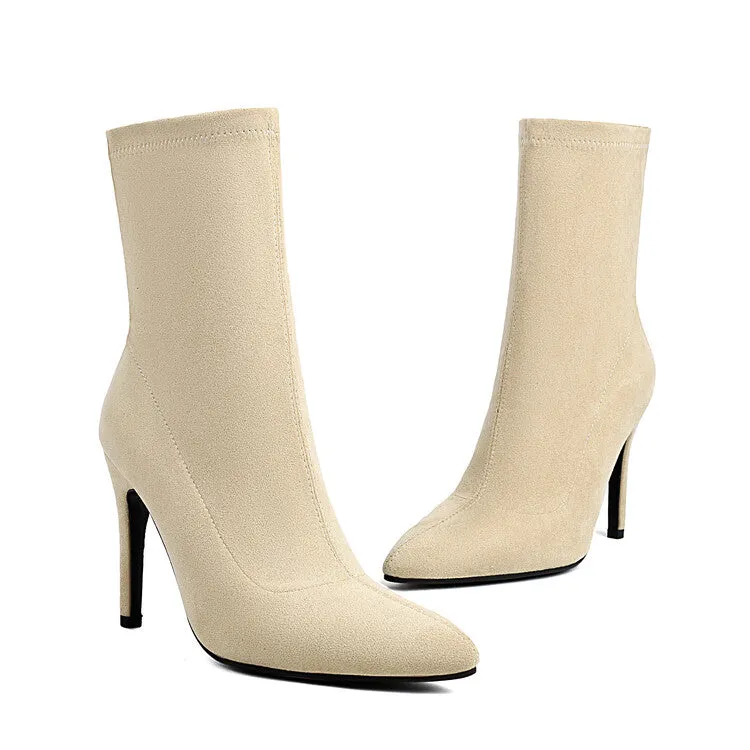 Women's Pointed Toe Thin Heel Short Boots