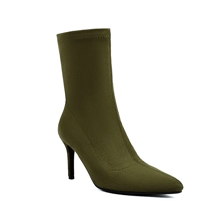 Women's Pointed Toe Thin Heel Short Boots