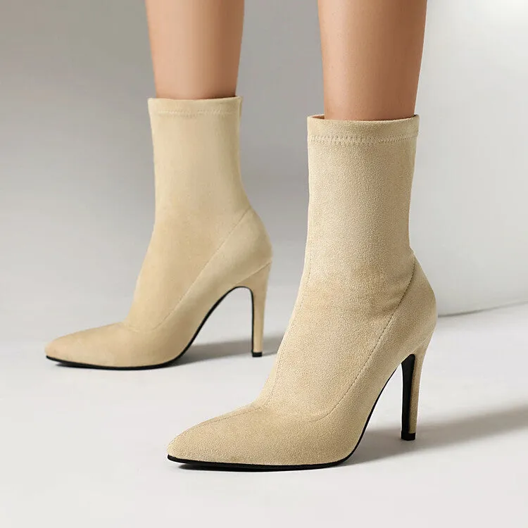 Women's Pointed Toe Thin Heel Short Boots
