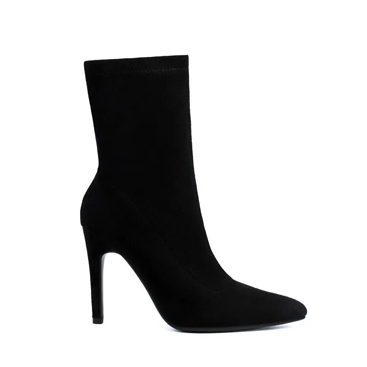 Women's Pointed Toe Thin Heel Short Boots