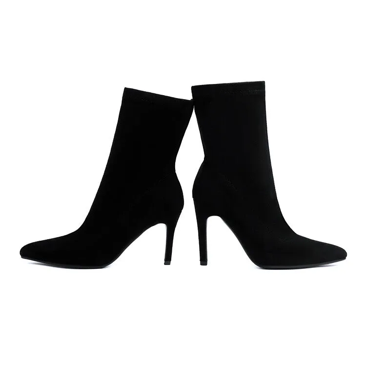 Women's Pointed Toe Thin Heel Short Boots