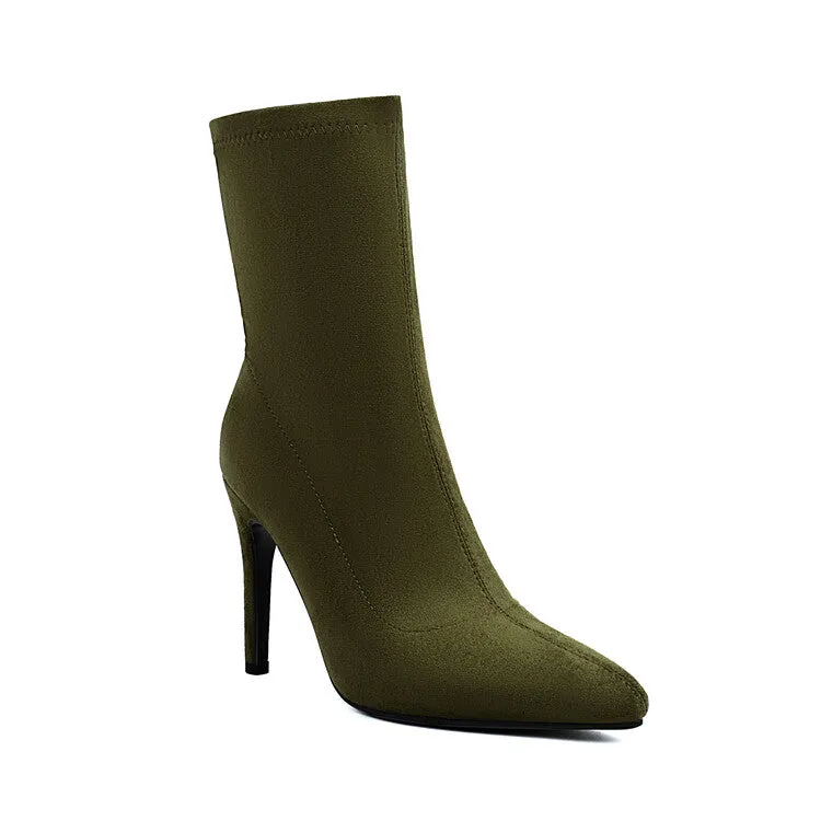 Women's Pointed Toe Thin Heel Short Boots
