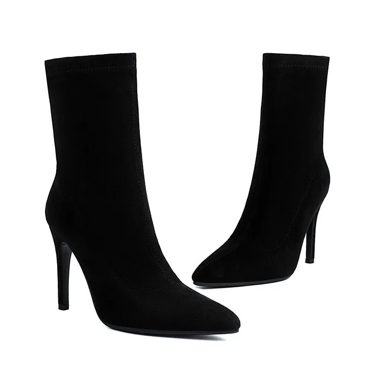 Women's Pointed Toe Thin Heel Short Boots