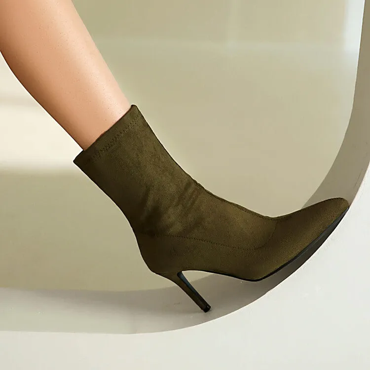 Women's Pointed Toe Thin Heel Short Boots