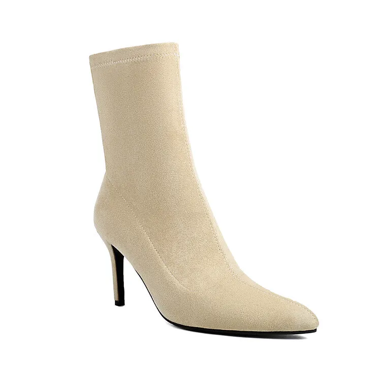 Women's Pointed Toe Thin Heel Short Boots