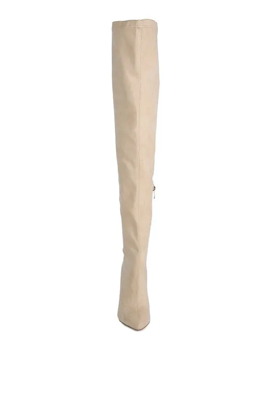 Women's Stretch Faux Suede Stiletto Long Boots