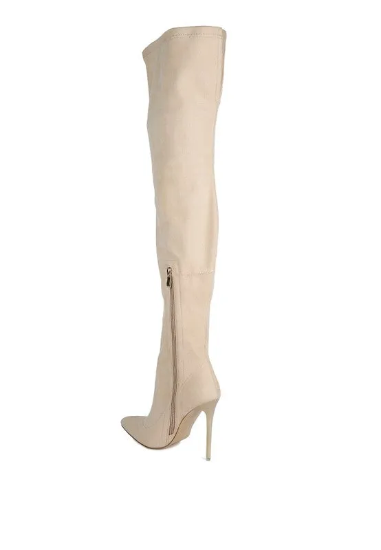 Women's Stretch Faux Suede Stiletto Long Boots