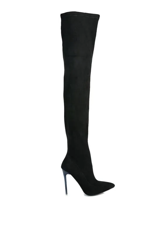 Women's Stretch Faux Suede Stiletto Long Boots