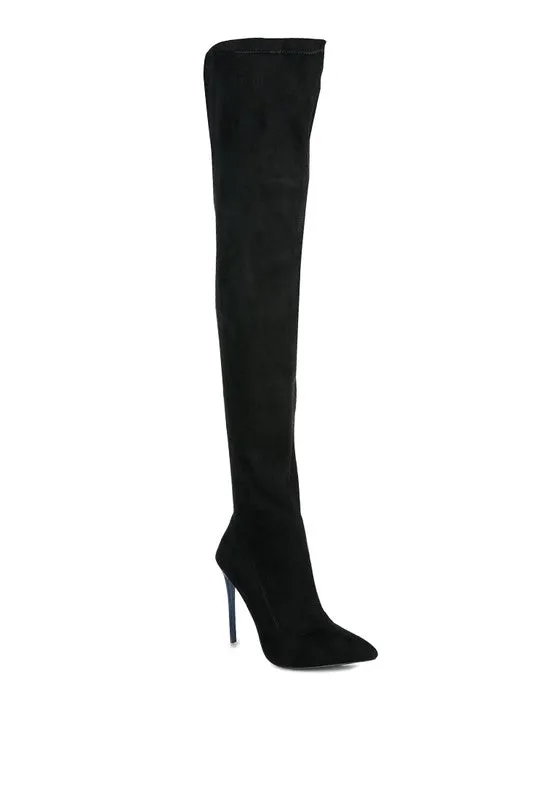 Women's Stretch Faux Suede Stiletto Long Boots