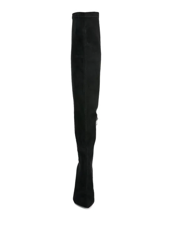Women's Stretch Faux Suede Stiletto Long Boots
