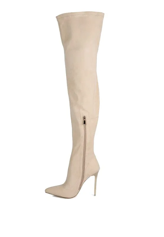 Women's Stretch Faux Suede Stiletto Long Boots