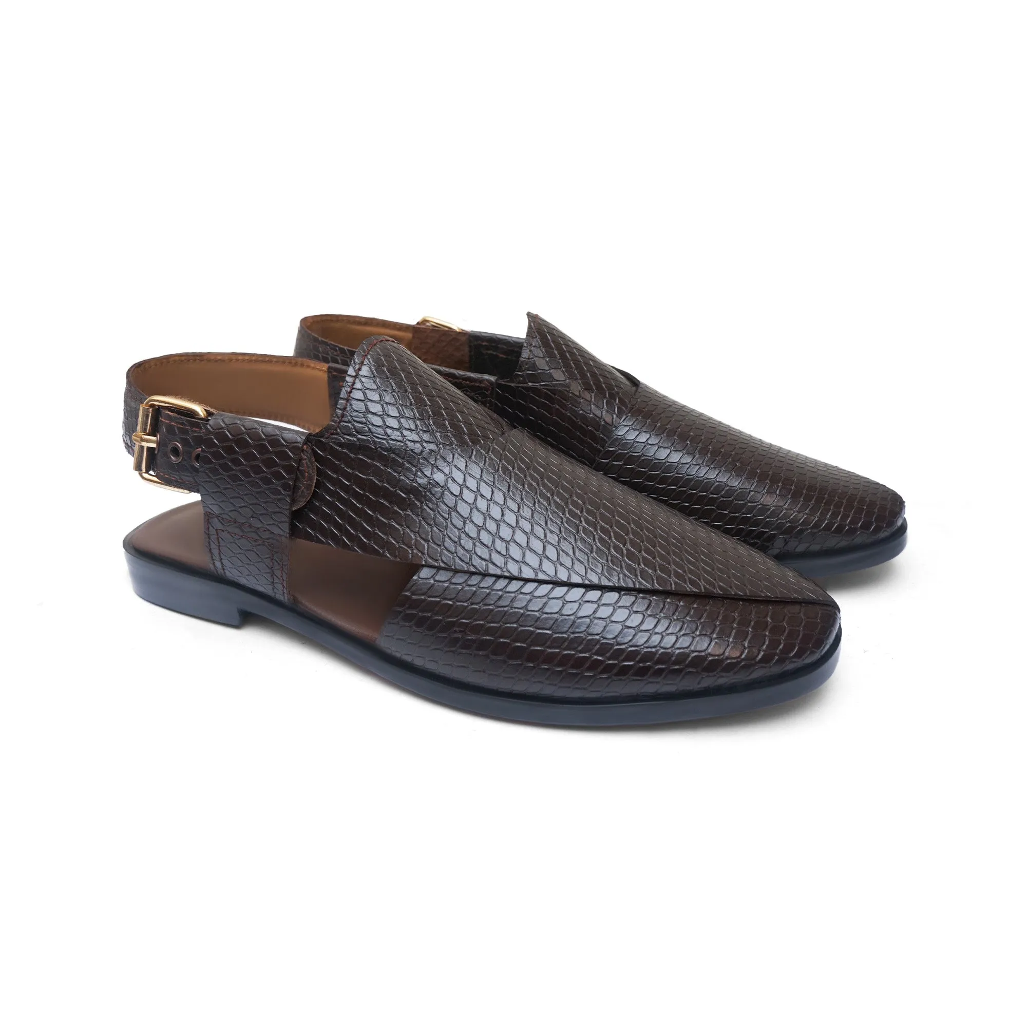 WS Pure leather Handmade Embossed Peshawari S-00867