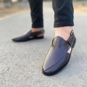 WS Pure leather Handmade Embossed Peshawari S-00867